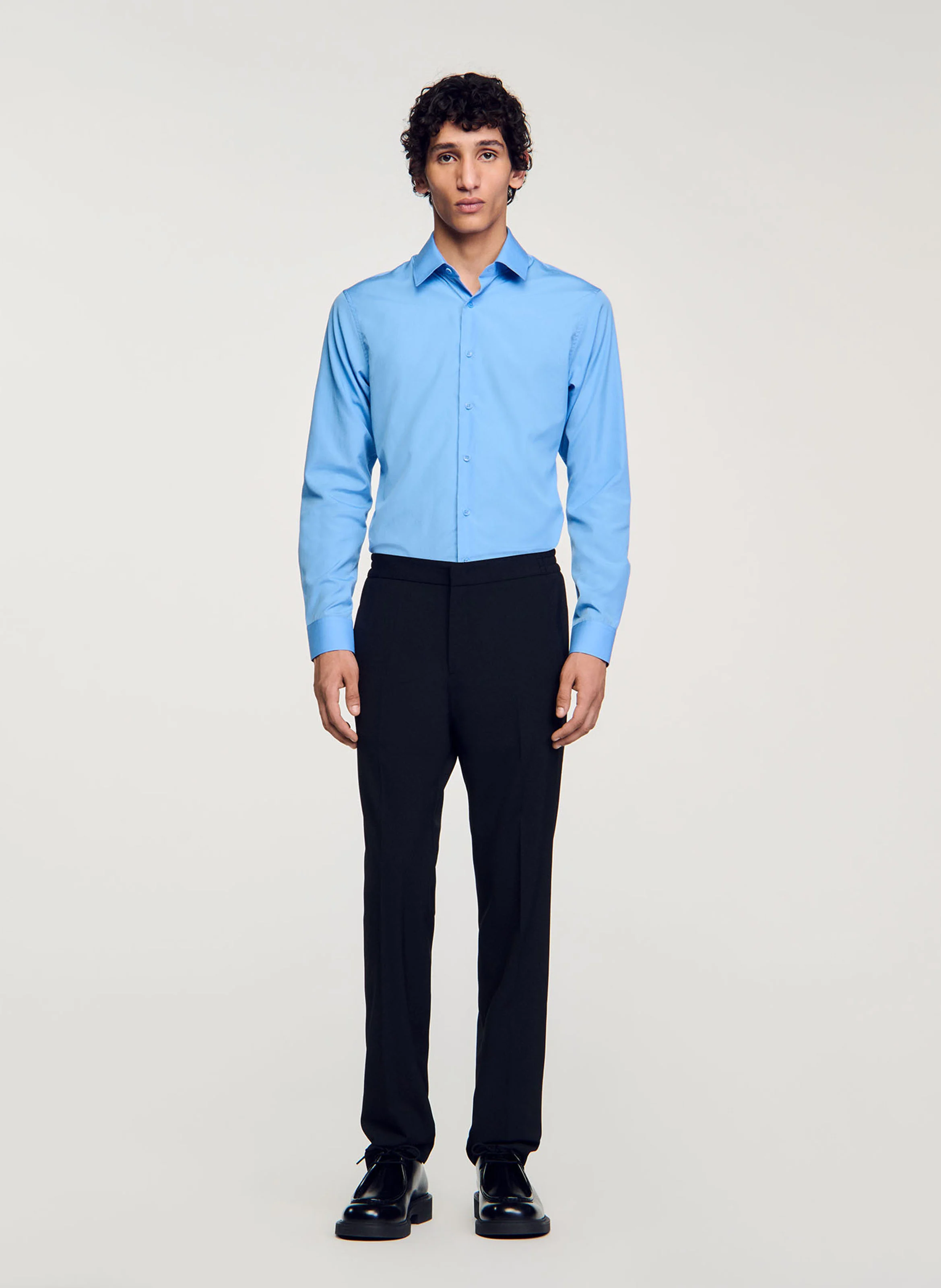 Chemise à manches longues en coton| Bleu