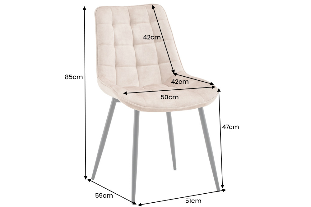 Design Stuhl ROADSTAR champagner greige Samt schwarze Metallbeine