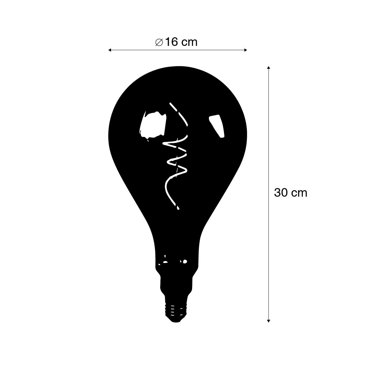 E27 dimbare LED spiraal filament lamp A165 smoke 4W 120 lm 1800K