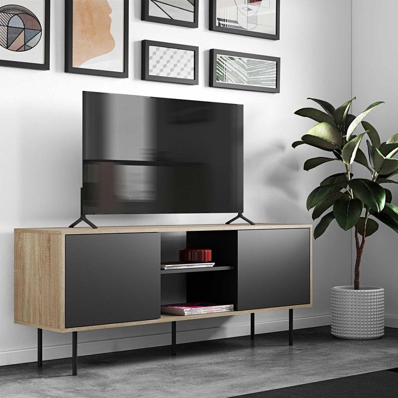 Vibe - Tv-meubel - Eik/Zwart - Spaanplaat - 150cm