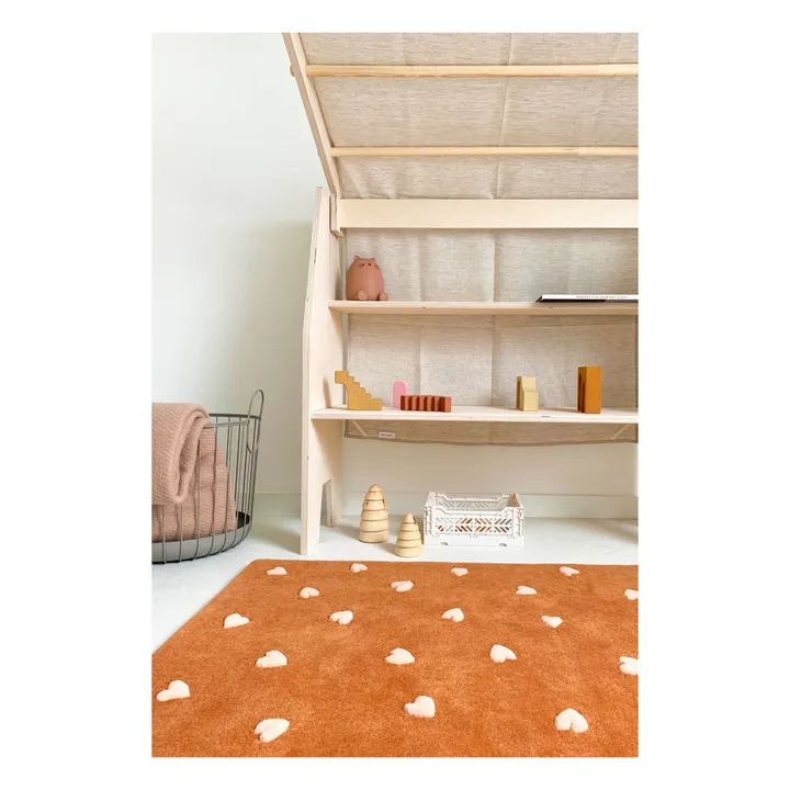 Maison Deux Tapis Cœurs en laine | Marron