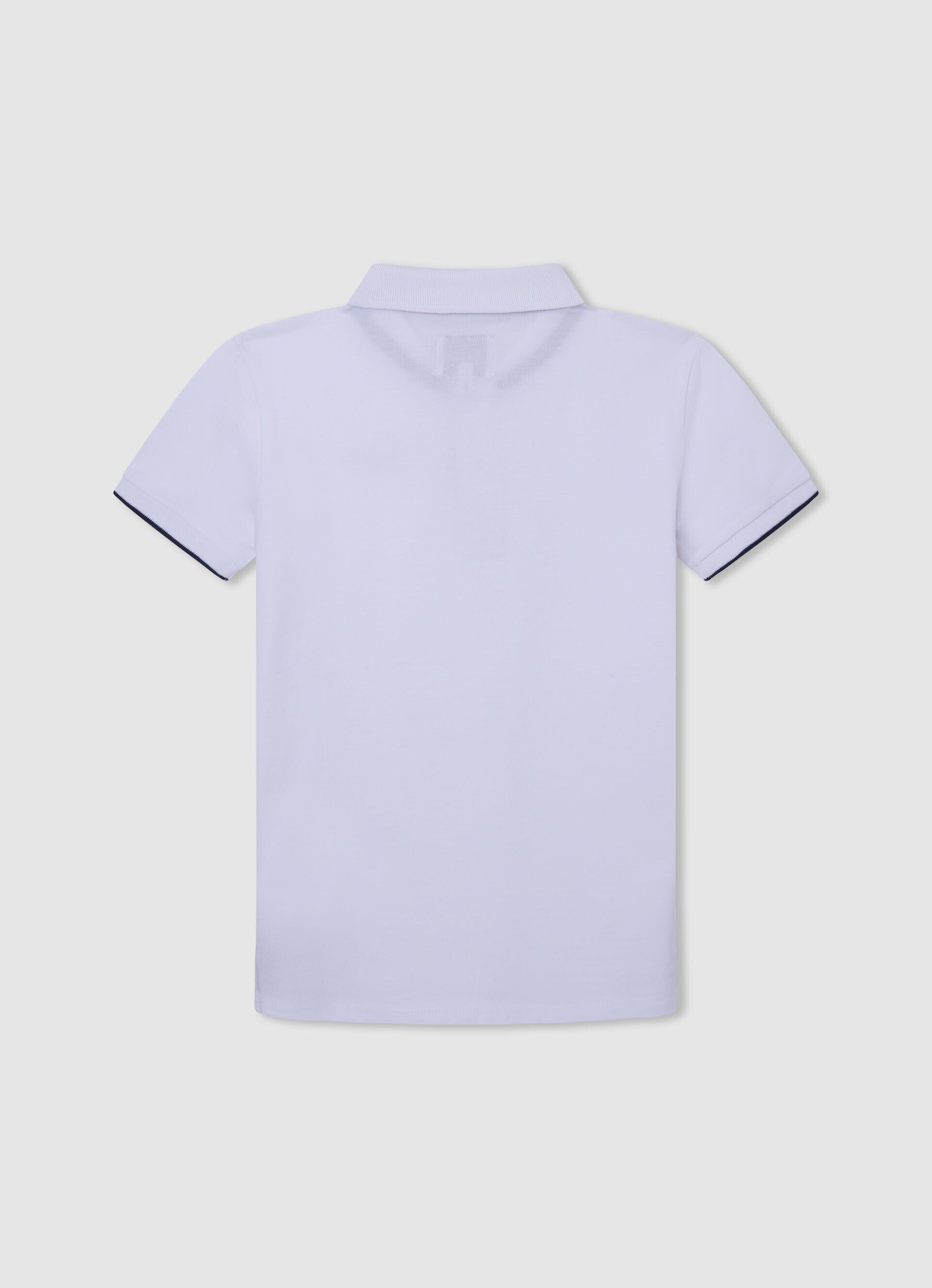 CAMISA POLO ALGODÃO PIQUÉ LOGOTIPO BORDADO - branco