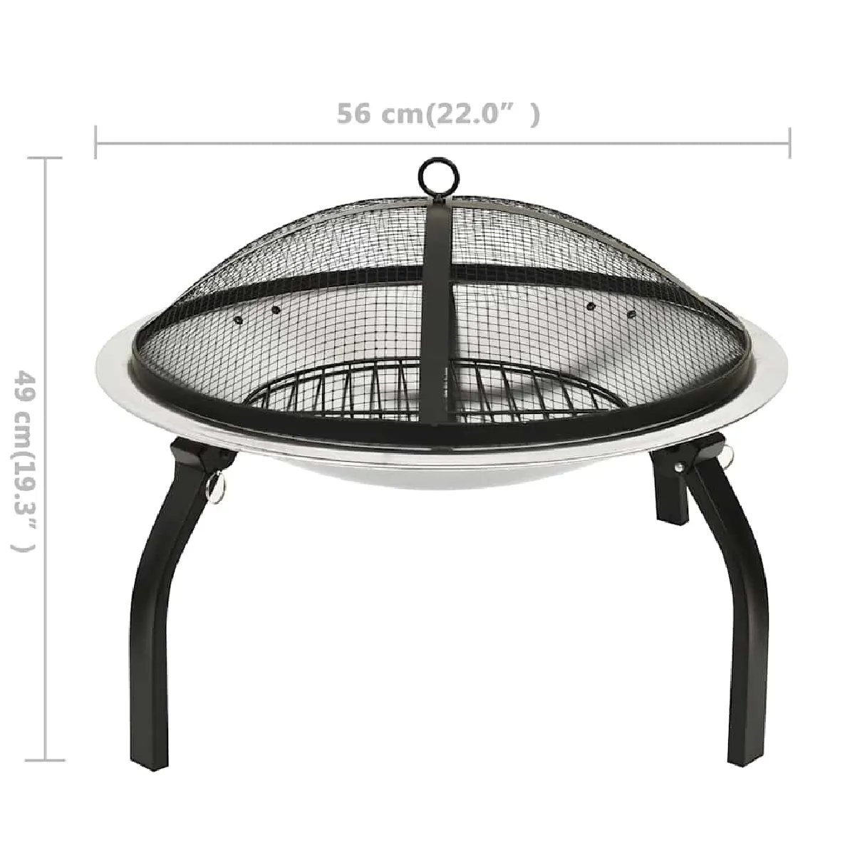 vidaXL Foyer et barbecue inox 2-en-1 56 cm