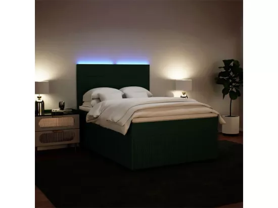 Sommier à lattes de lit et matelas Vert foncé 140x190cm Velours