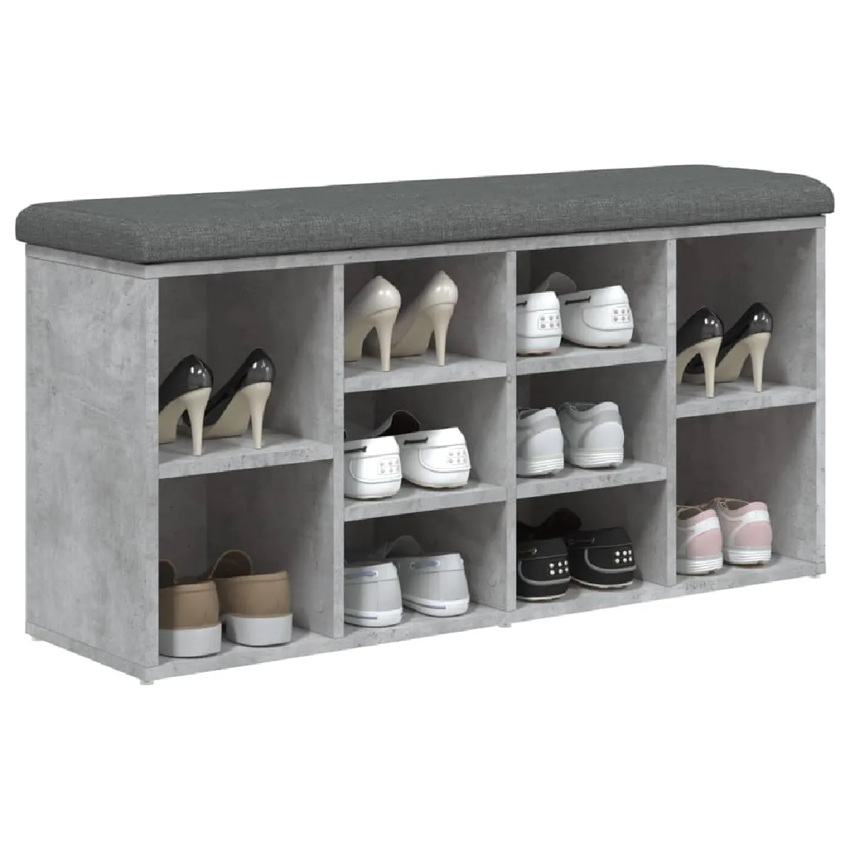 Decoshop26 Banc Rangement Gris Béton 102x32x50 cm