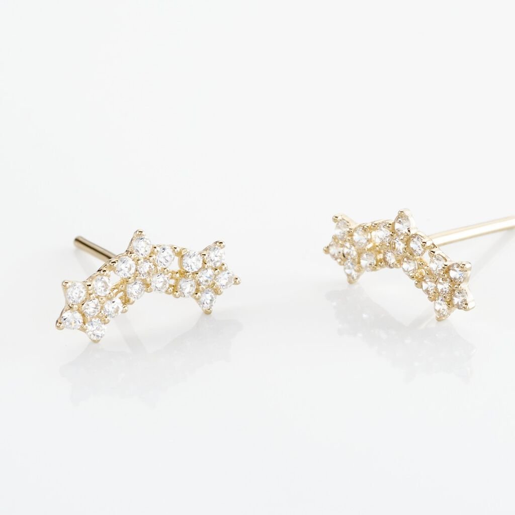 Boucles D'oreilles Puces Or Jaune Youssa Oxydes De Zirconium