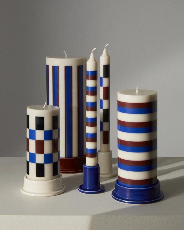 Hay Column kaars medium Brown and Blue