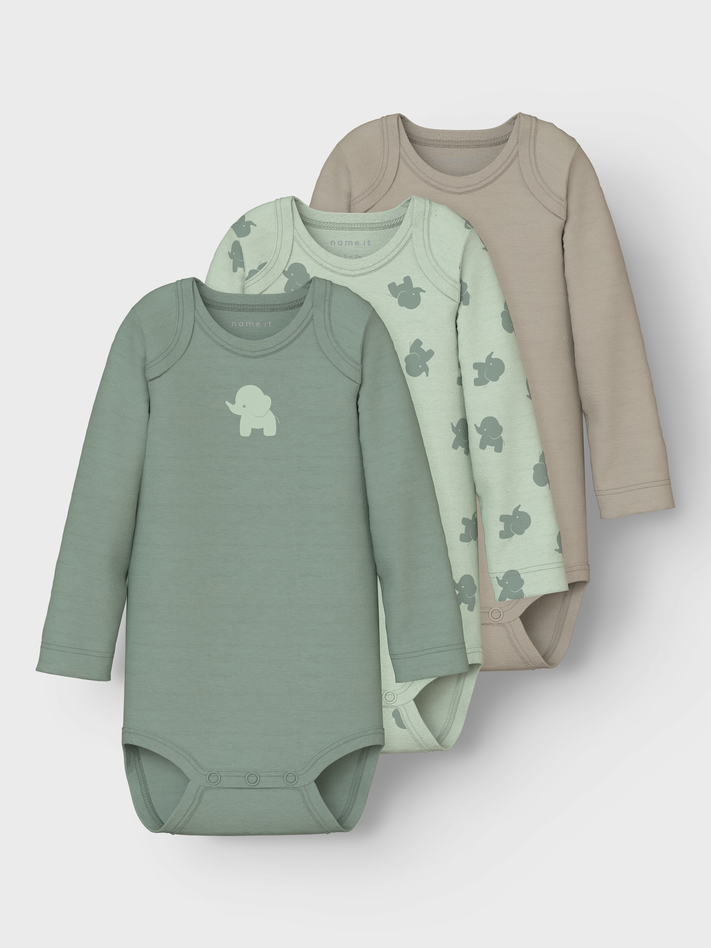 Name It Schlafoverall »NBMBODY 3P LS SEA FOAM ELEPHANT NOOS«, 3 Stk.