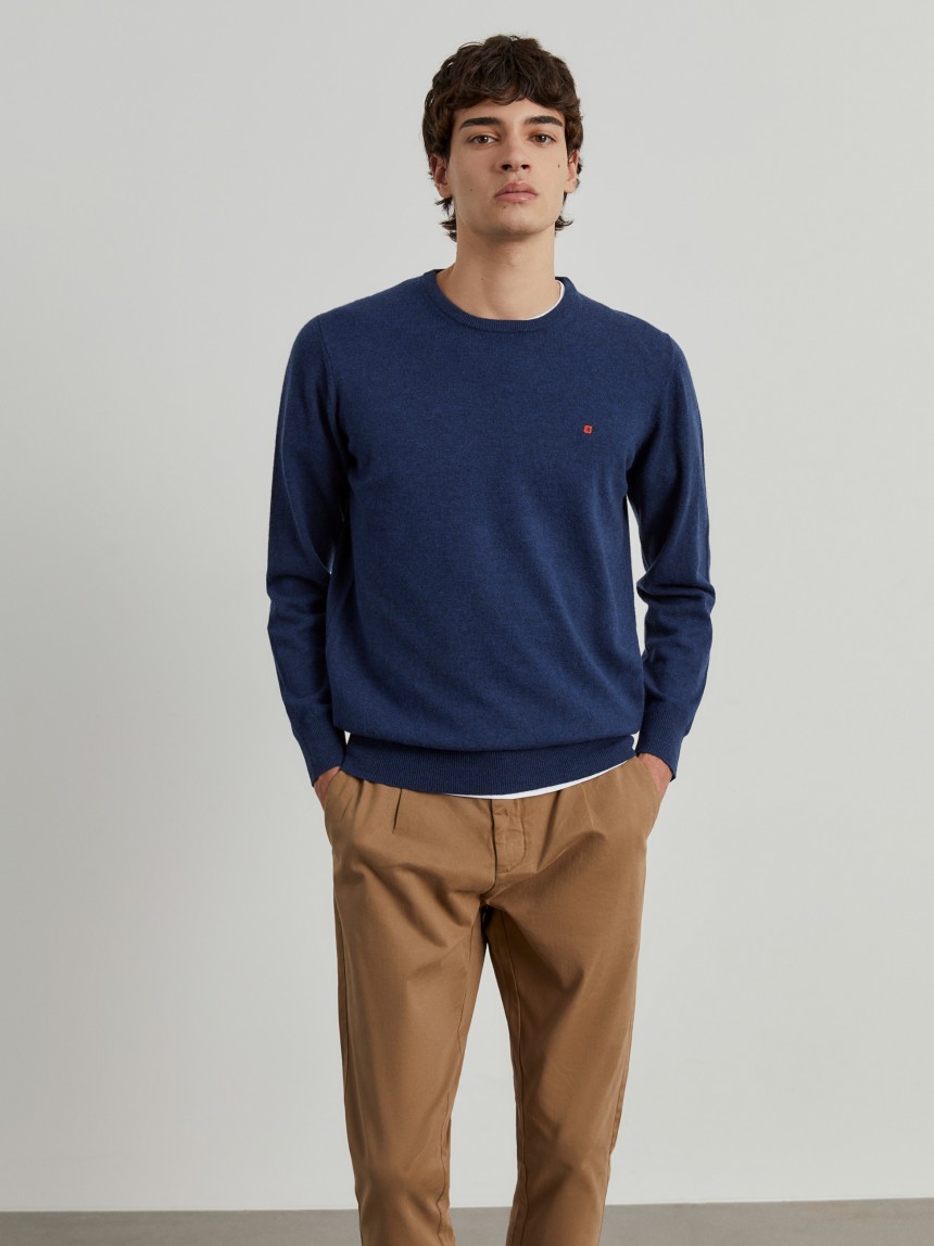 Pullover decote redondo em lã