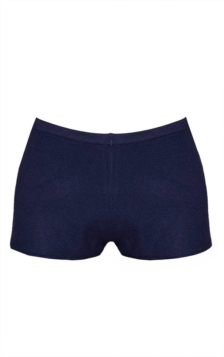 Bleu Marine Short Mini En Maille