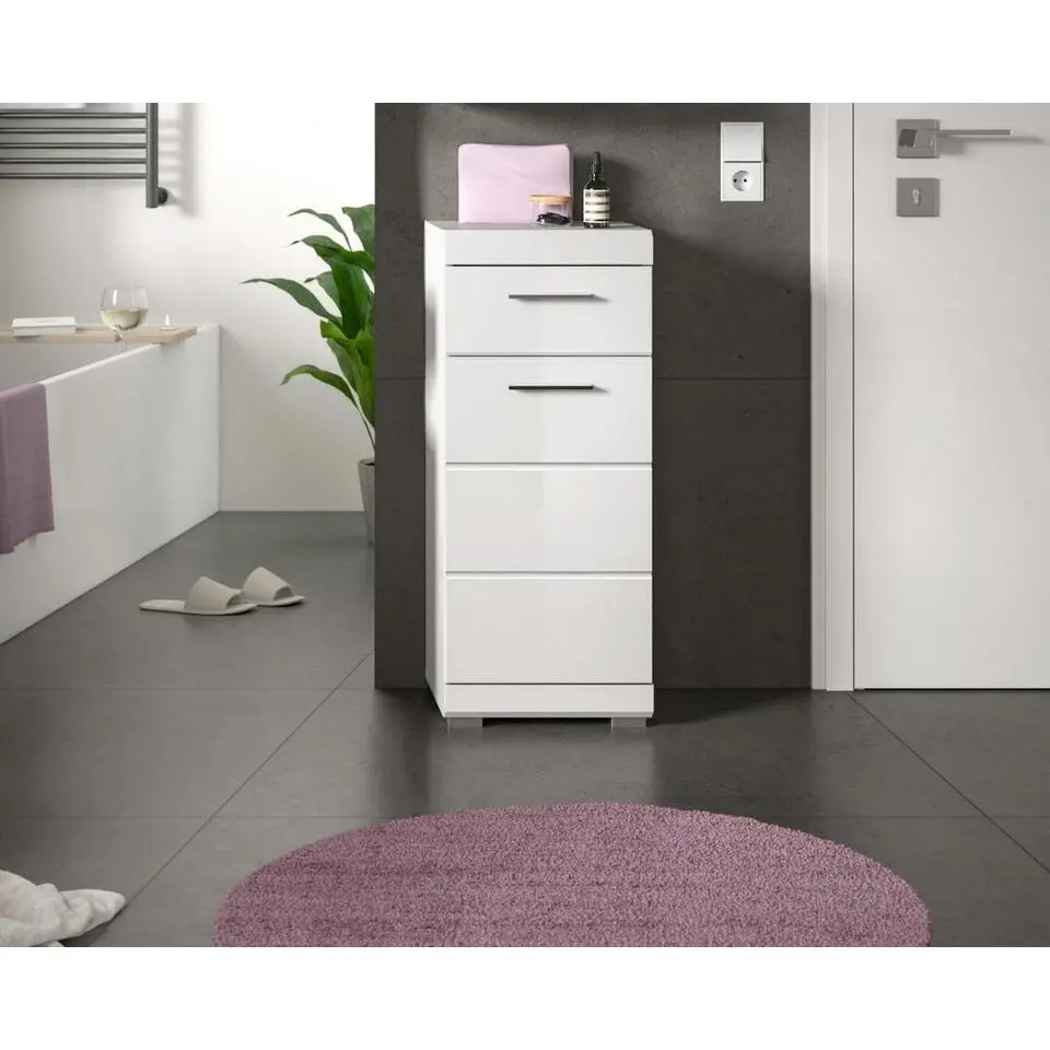 Hioshop Scout badkamerkast 1 deur- 1 lade wit hoogglans- wit