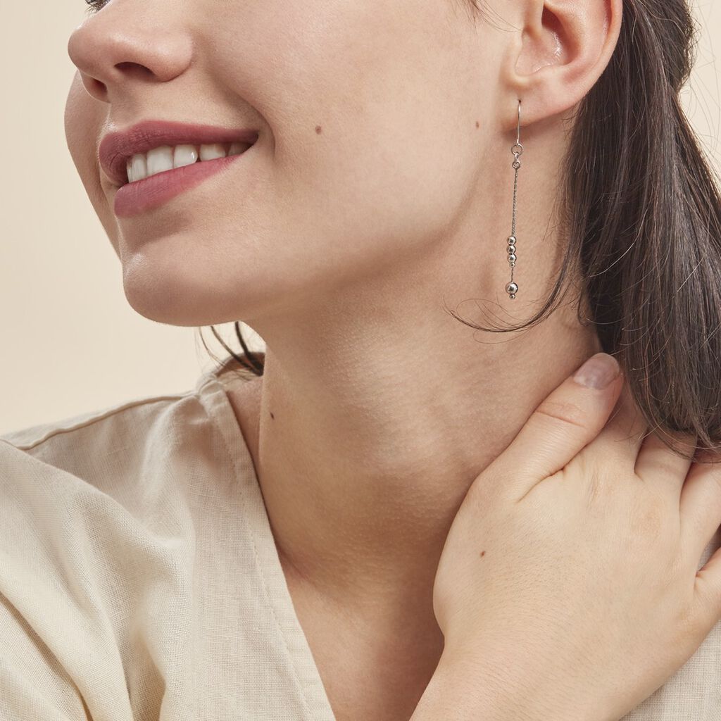 Boucles D'oreilles Pendantes Manou Argent Blanc