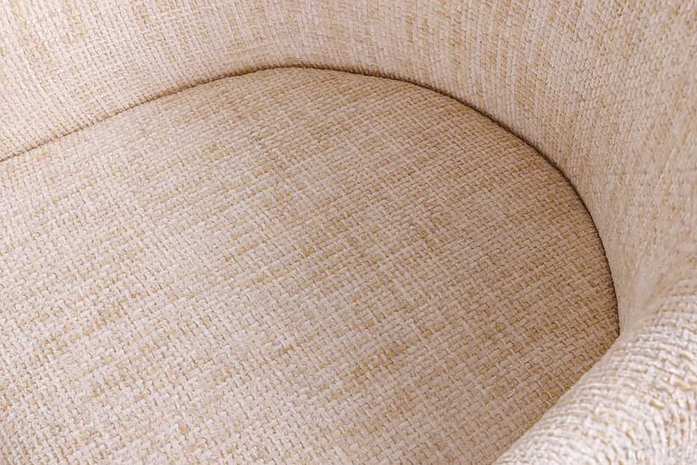 Armlehnen Stuhl EXTRAVAGANCIA beige Chenillestoff brushed champagner gold Metall