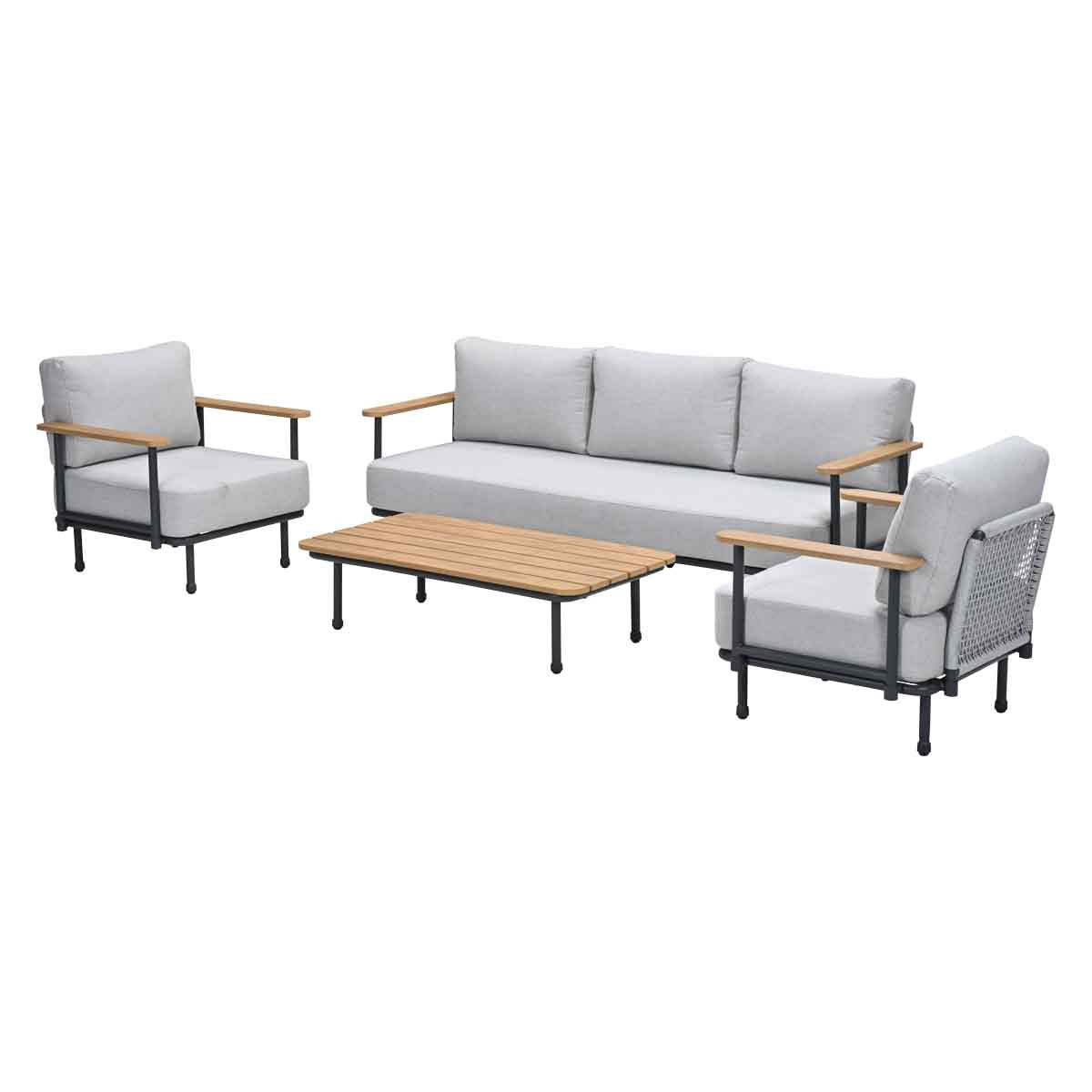 Ripalta aluminium loungeset - carbon black - valley sand