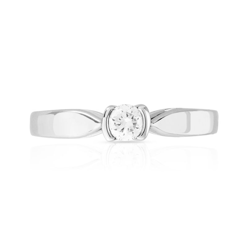 Solitaire or 750 blanc diamant 0,15 carat
