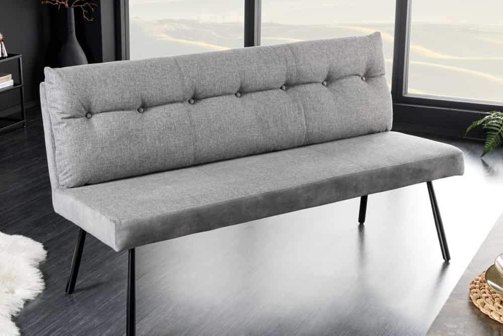 Moderne Sitzbank BIG GEORGE 160cm grau Samt Strukturstoff Taschenfederkern Metall