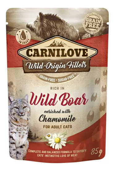 Carnilove Cat Pouch vådfoder, vildsvin m. kamille - 85 g.