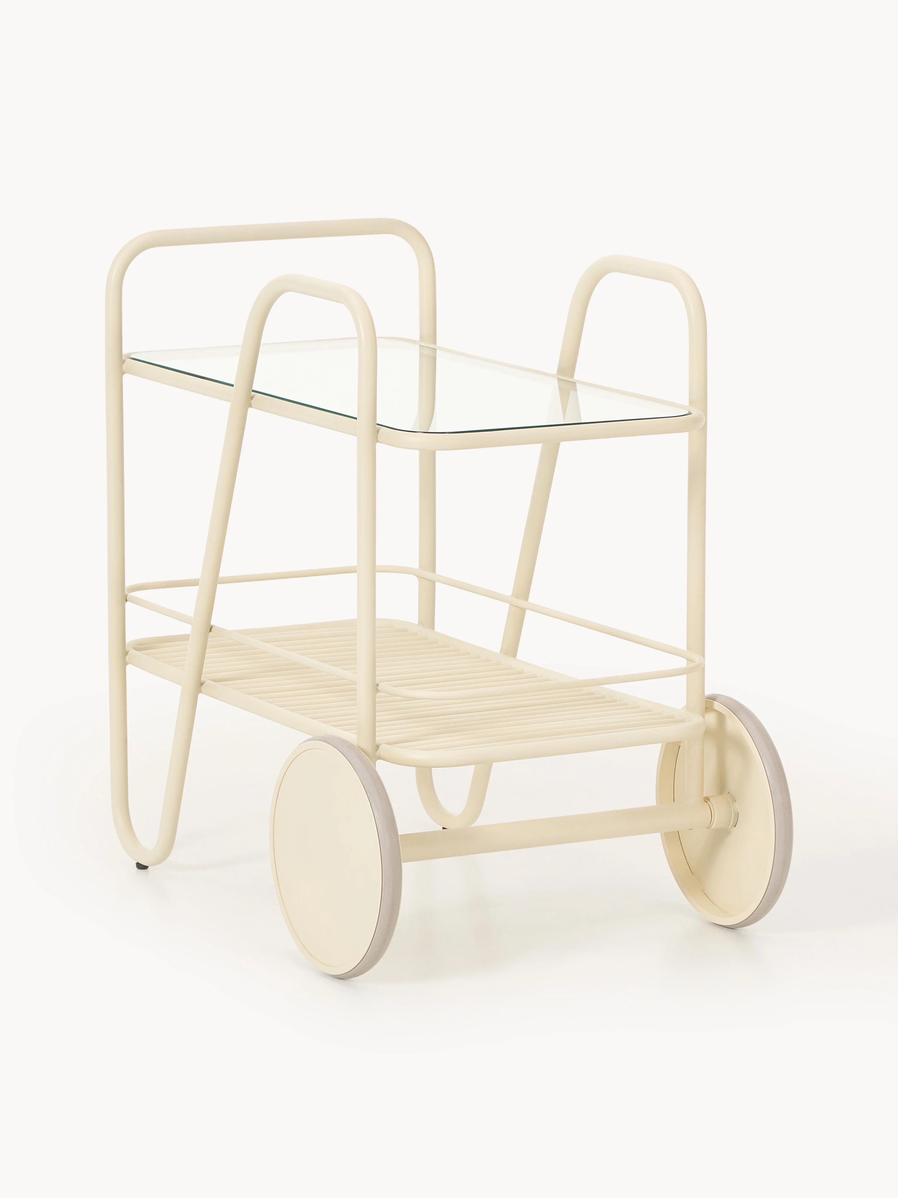 Metalen barcart Giovanni met glazen tafelblad