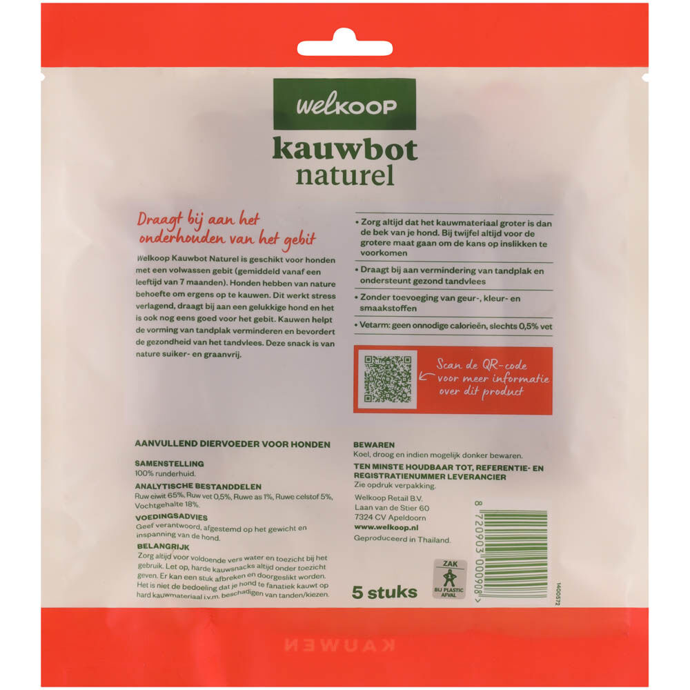 Welkoop - Kauwbot - Naturel - 5 Stuks - rund - S