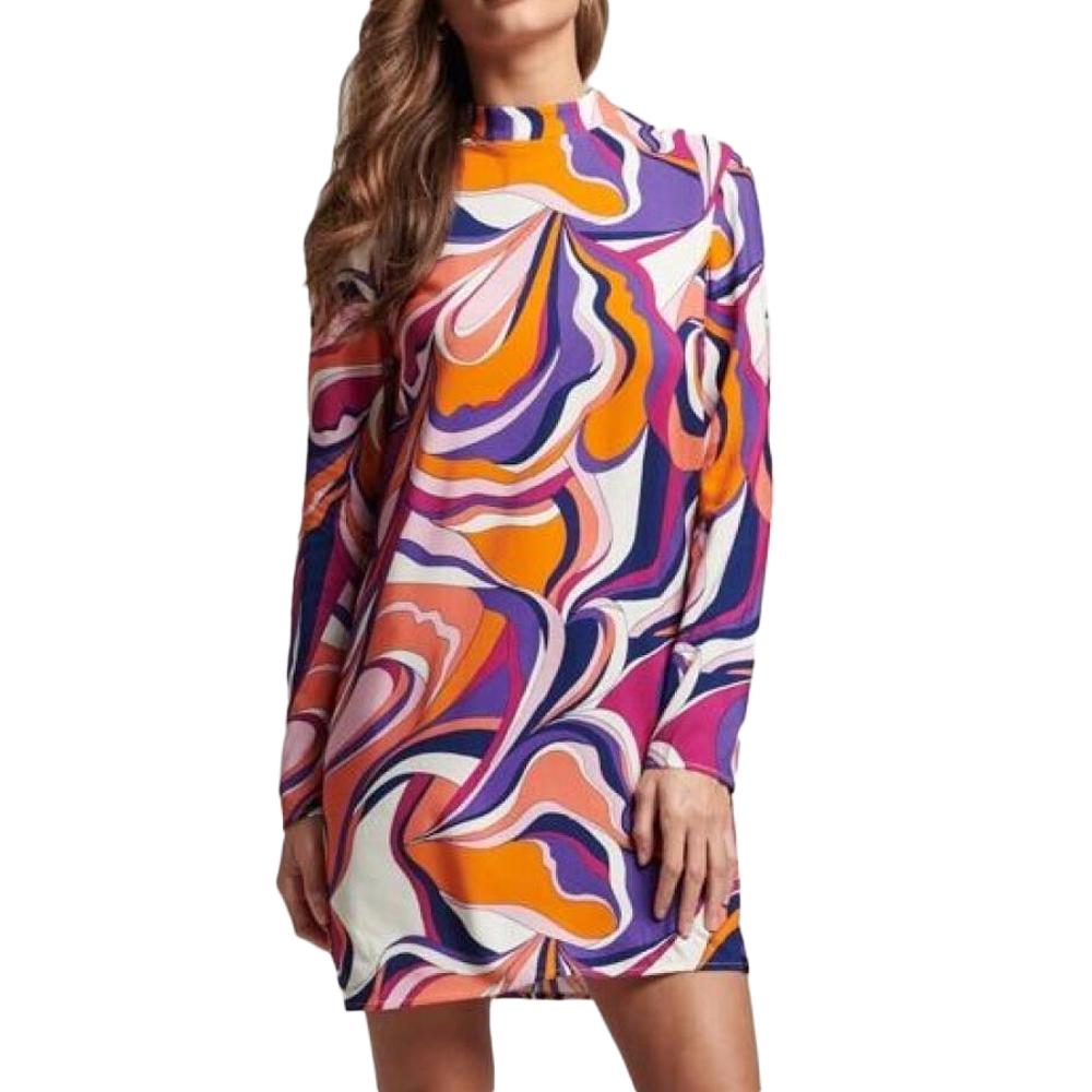 Superdry Robe Orange/Violette Superdry Femme Mock Neck
