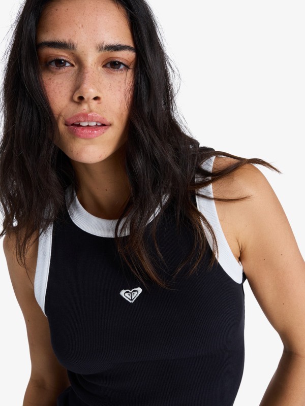 Iconic Days Robe sans manches en maille côtelée Noir Femme