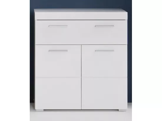 Meuble bas mélaminé blanc. L - H - P : 73 - 79 - 31 cm