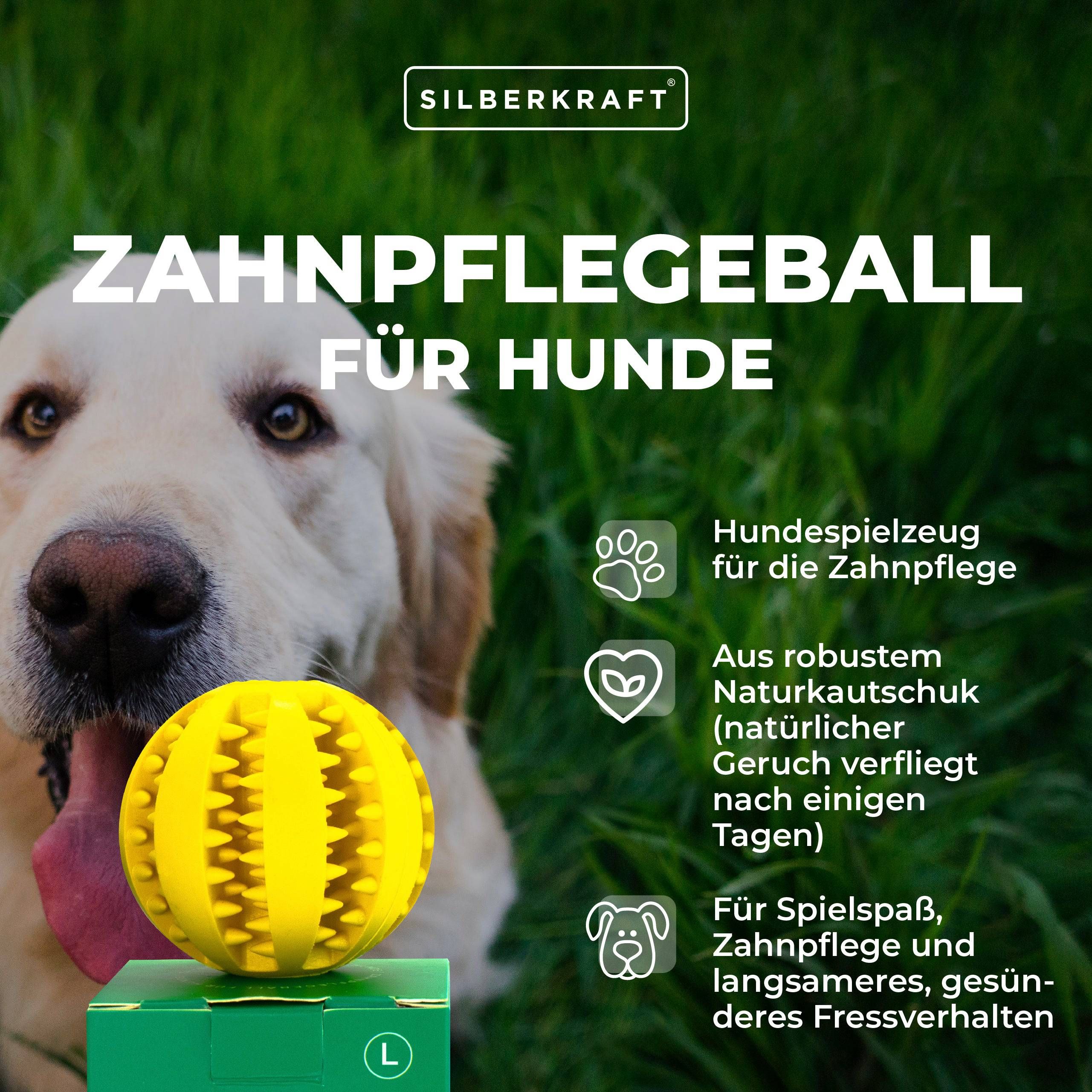 SILBERKRAFT Zahnpflegeball für Hunde - Groß