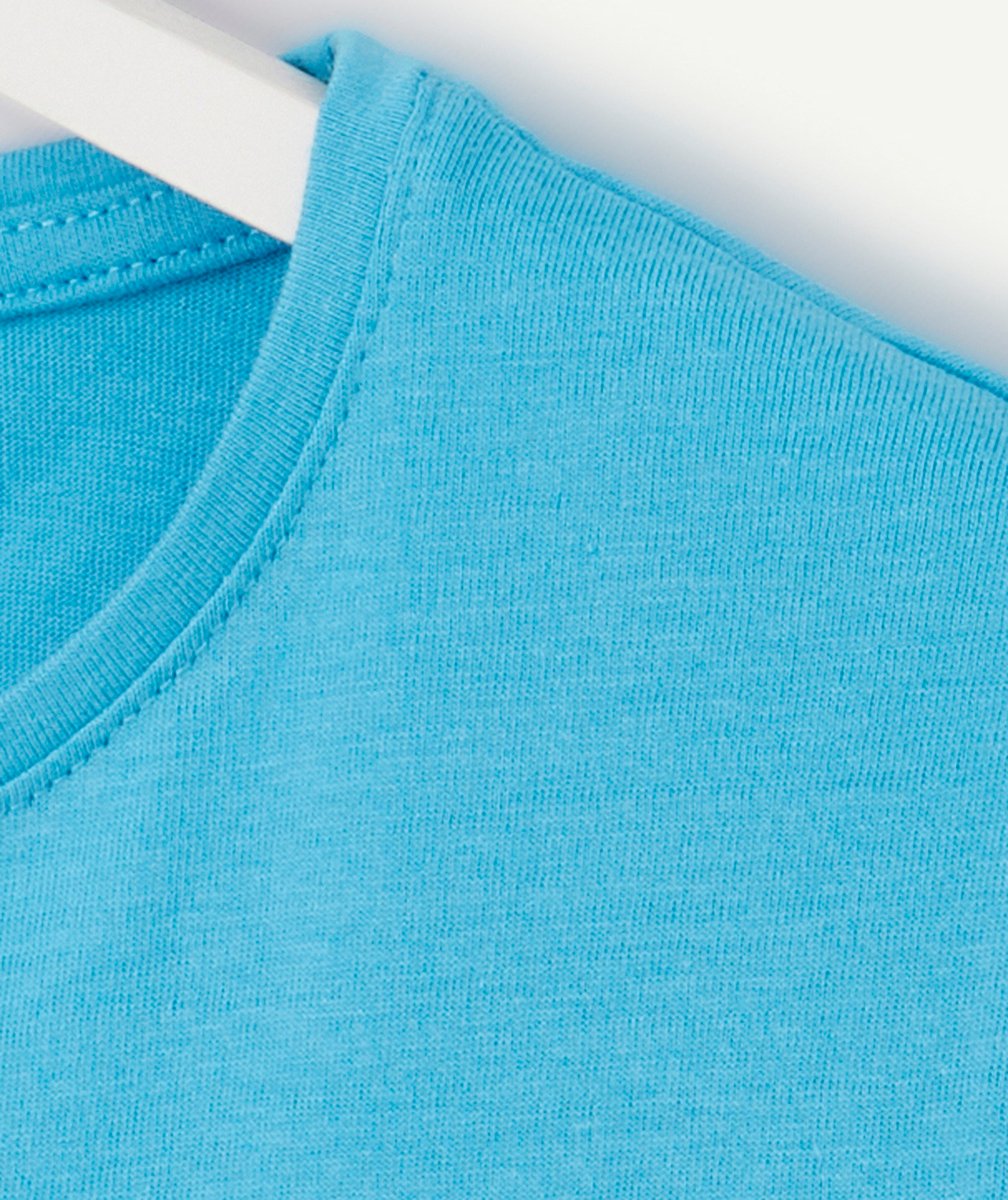 T-SHIRT FILLE EN COTON BIO BLEU TURQUOISE