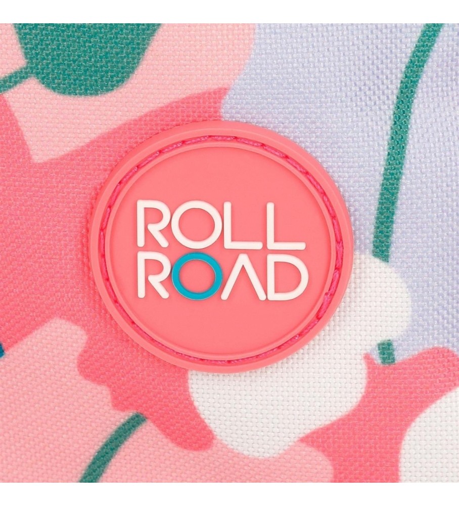 Mochila Roll Road com rodas Roll Road Precious Flower rosa -33x44x21cm-