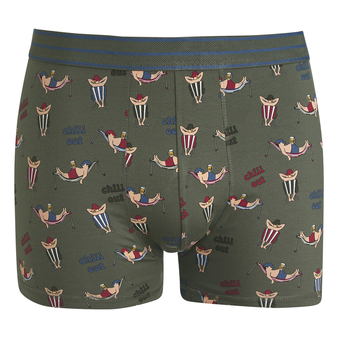 VanVaan Herren Retroshorts mit Liegestuhl-Print oliv