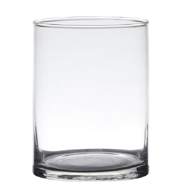 Hakbijl Glass Cilinder vaas - glas - transparant - D12 x H15 cm - Bloemen - Boeketten - Siertakken - Vazen