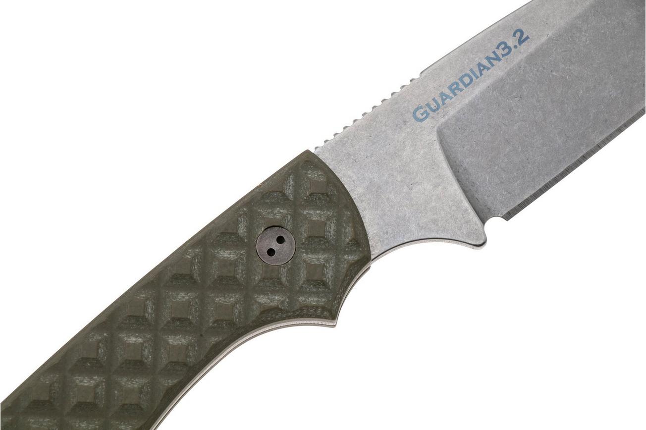 Bradford Knives Guardian 3.2 CPM-MagnaCut High Hardness, Sabre Grind, Stonewashed Finish, Textured OD Green, vaststaand mes