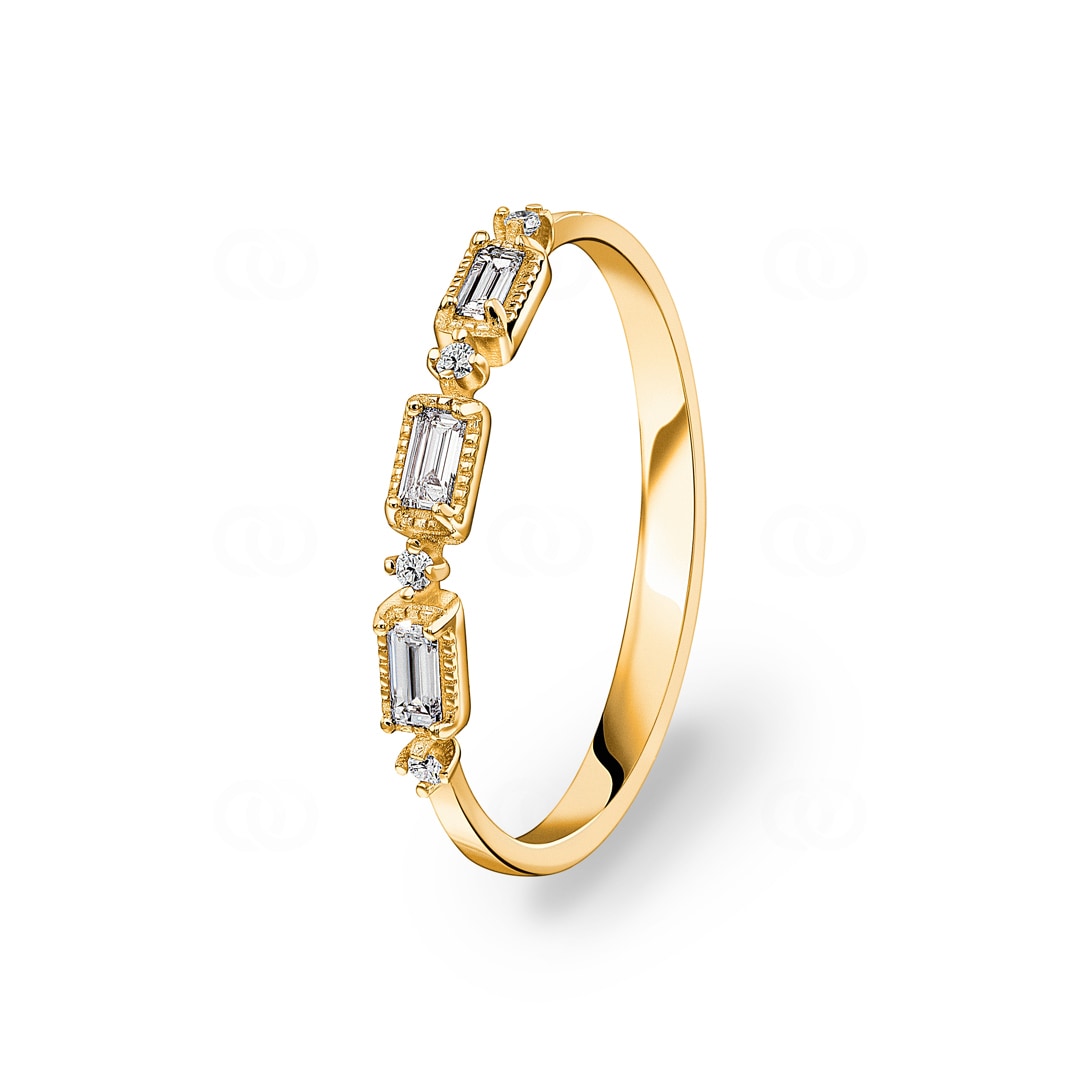 Damenring 750/18 K Gelbgold mit Diamanten 0.14 ct H/si