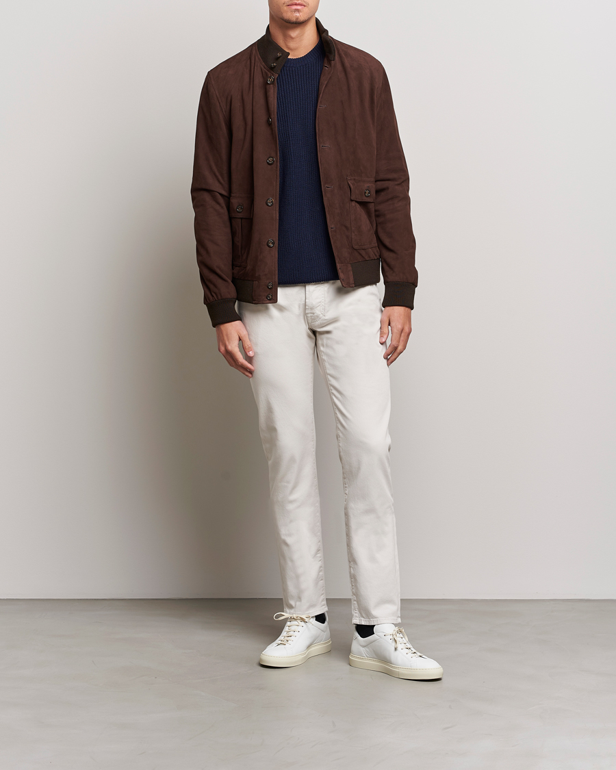 Jacob Cohën Bard Garment Dyed Gabardine Trousers Beige