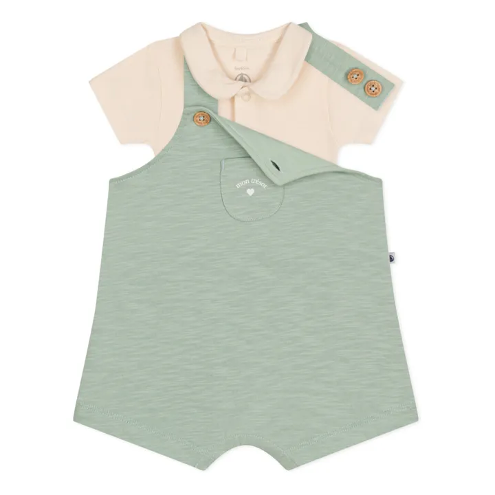 Petit Bateau Ensemble Salopette Manga Coton Flammé | Sauge