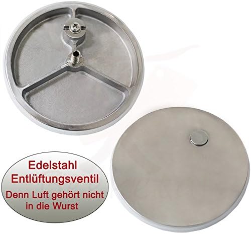 Beeketal 'BT05' Edelstahl Industrie Wurstfüllmaschine (5 L Volumen) SGS-geprüft, Profi Wurstfüller mit gehärtetem 2 Gang Vollmetall-Getriebe und 90° Aluguss Handkurbel, inkl. 5 Fülltüllen