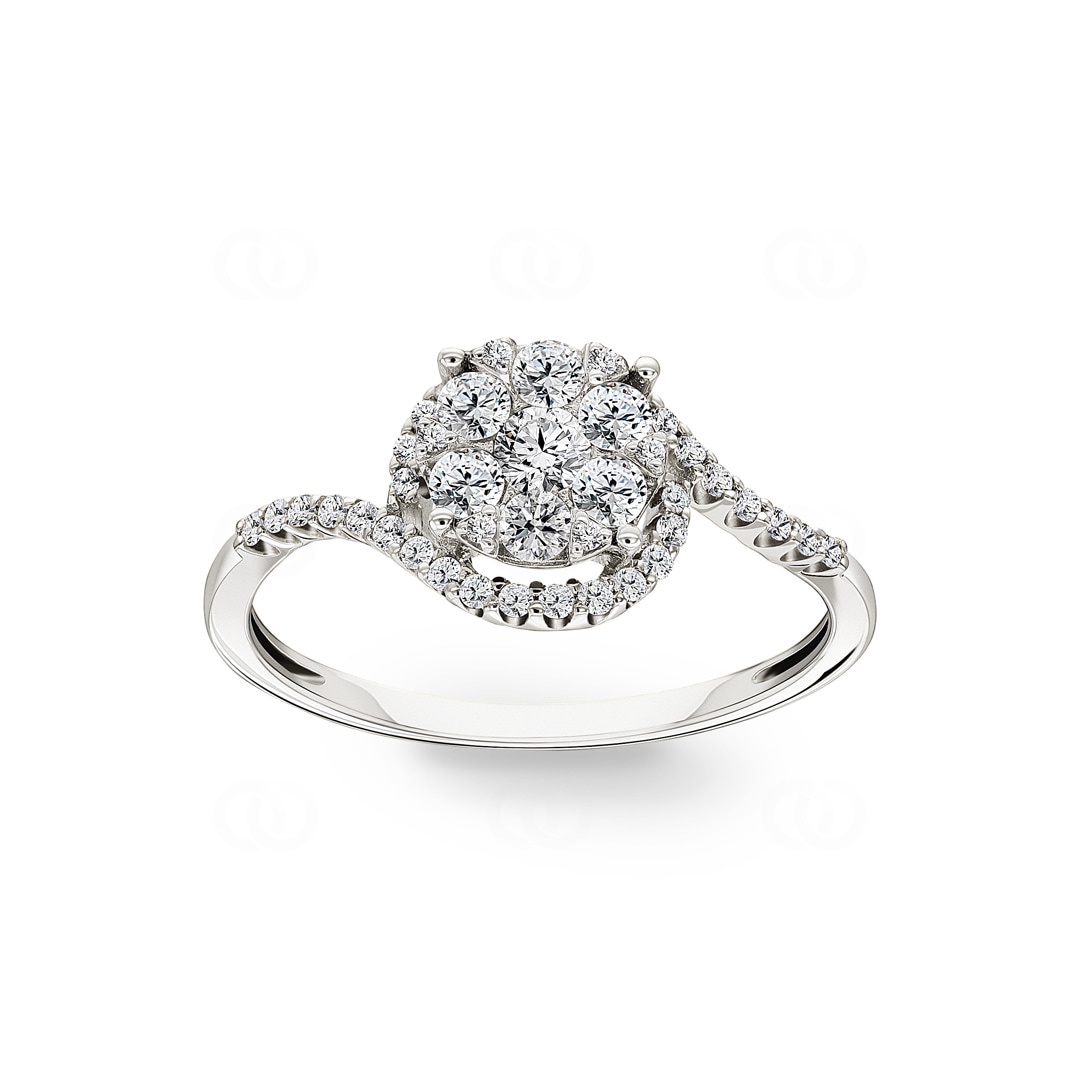 0.50 Karat Diamanten Halo Verlobungsring 750/18 K Weissgold