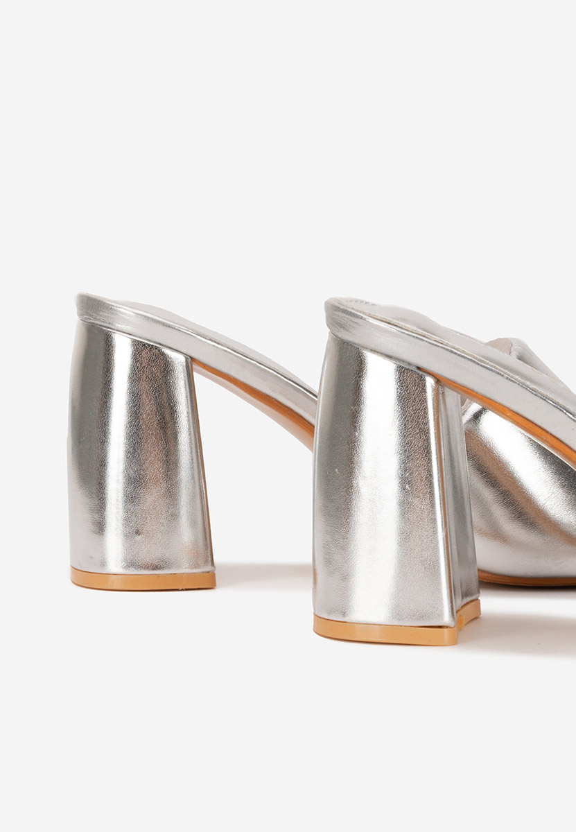 Mules à talon épais argent Miralys