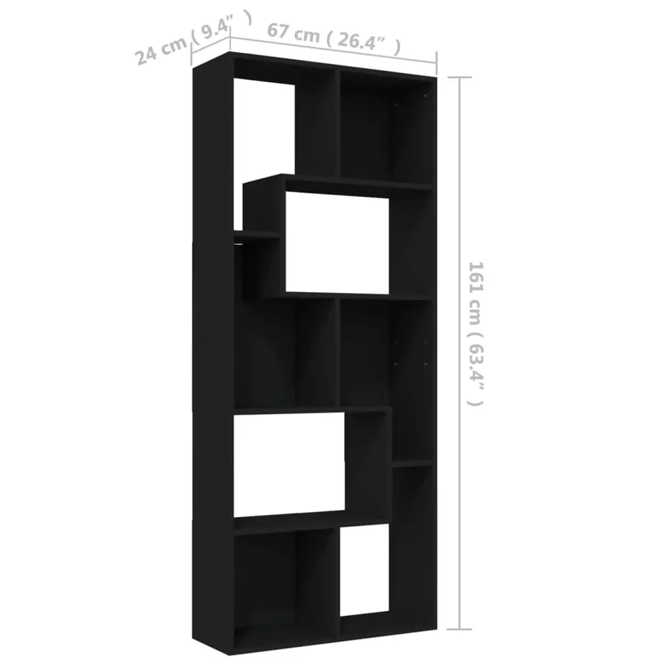 vidaXL - Boekenkast - Zwart - Bewerkt hout