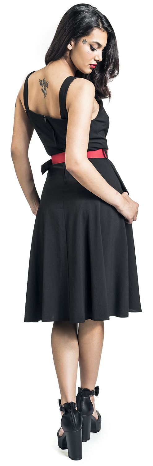 Robe Évasée Boutonnée Queen Heart | Voodoo Vixen Robe mi-longue