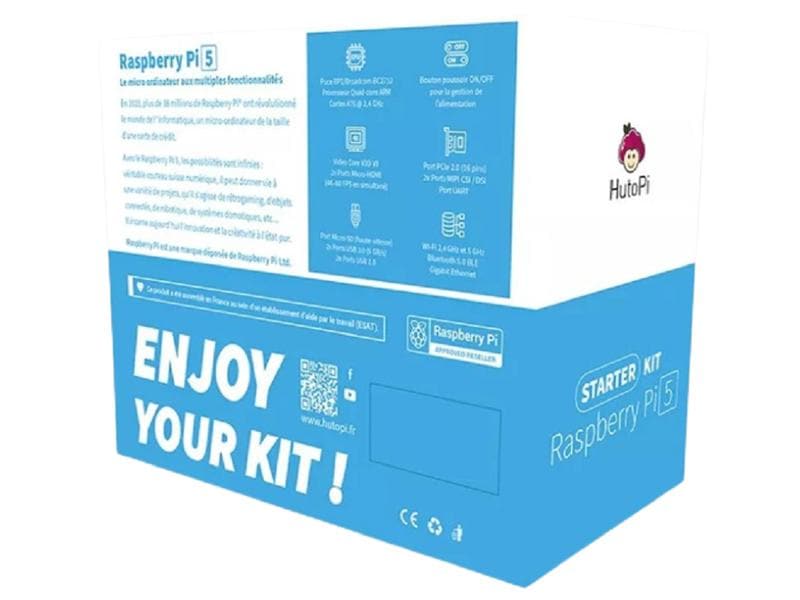 HutoPi Starter Kit Raspberry Pi 5 4 GB Entwicklerboard Start Set mit Raspberry Pi5, Gehäuse, Netzteil, Kabel und Speicherkarte