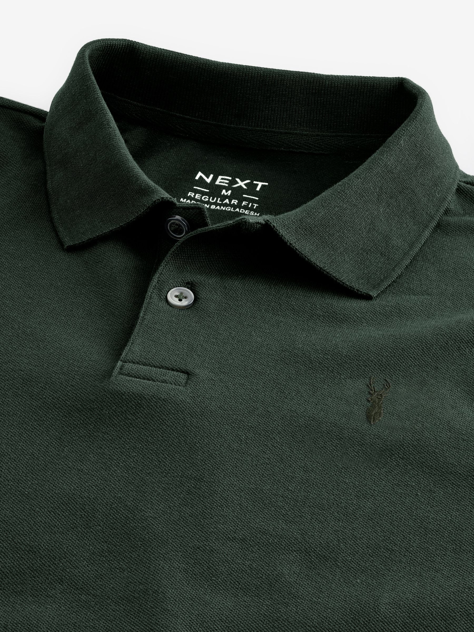 Olijfgroen - Normale Pasvorm - Long-Sleeve Pique Polo Shirt