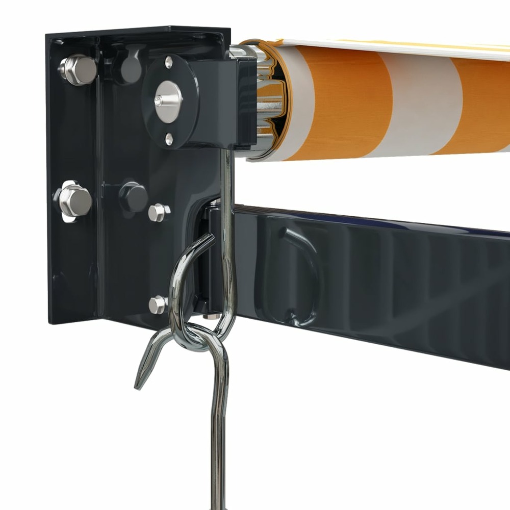 Auvent rétractable jaune et blanc 4,5x3 m tissu et aluminium