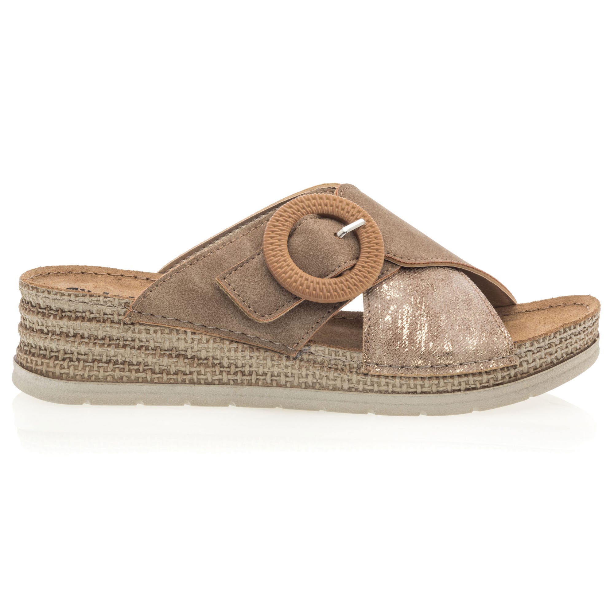 Mules à talon compensé Femme taupe