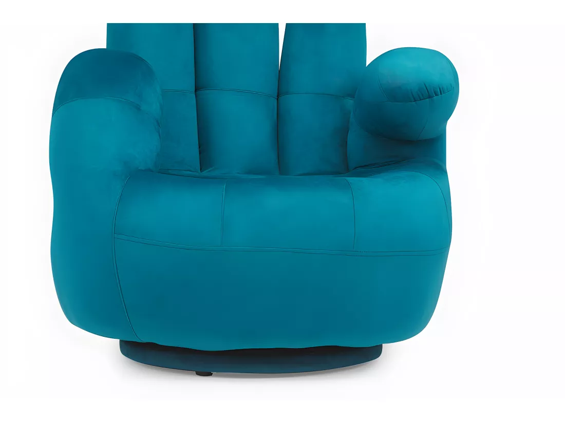 Fauteuil main pivotant CATCHY en velours - Bleu canard