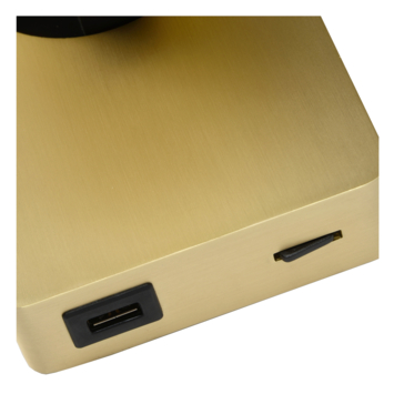 Lucide NIGEL wandspot LED dimb. GU10 3000K Met USB oplaadpunt mat goud / Messing