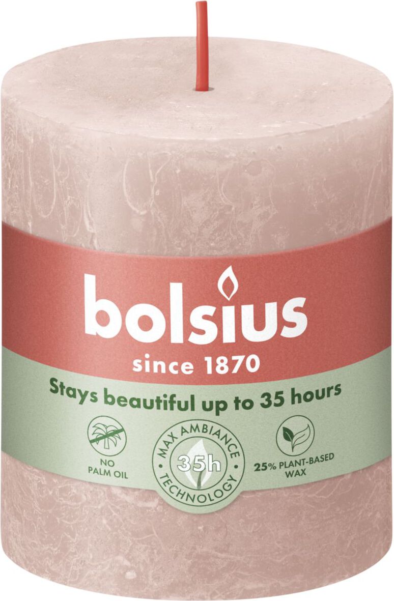 Bolsius stompkaarsroze 35 uur D 6,8 H 8 cm