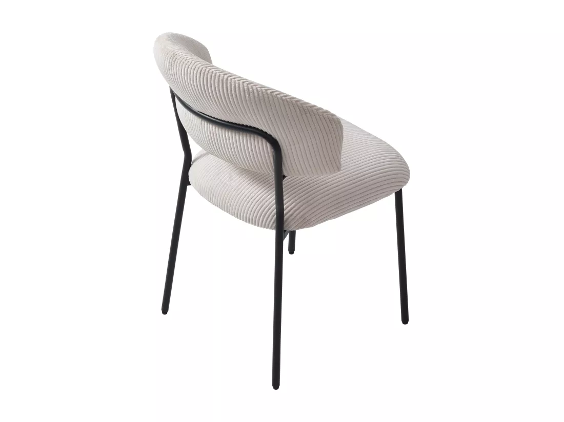 Lot de 2 chaises en velours côtelé et métal noir - Beige - ALAYIS