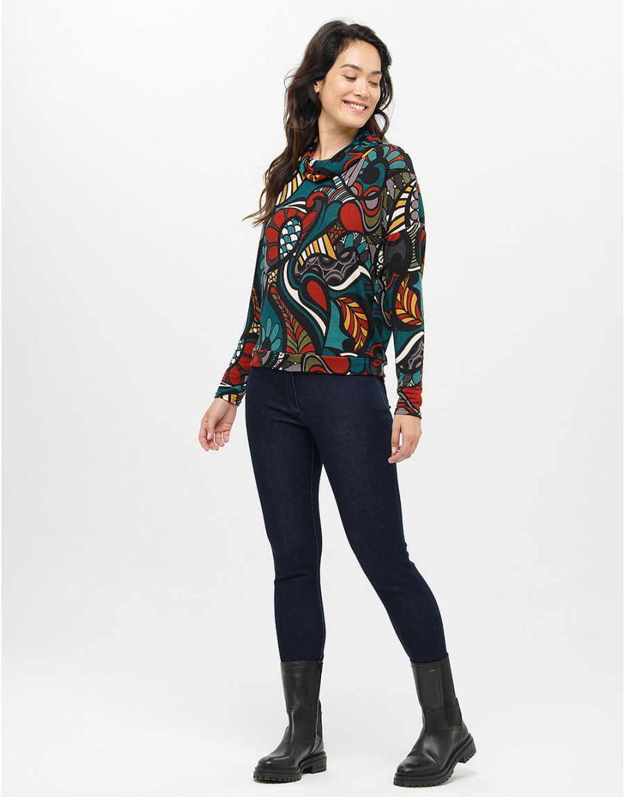 T-shirt chaud bleu motif