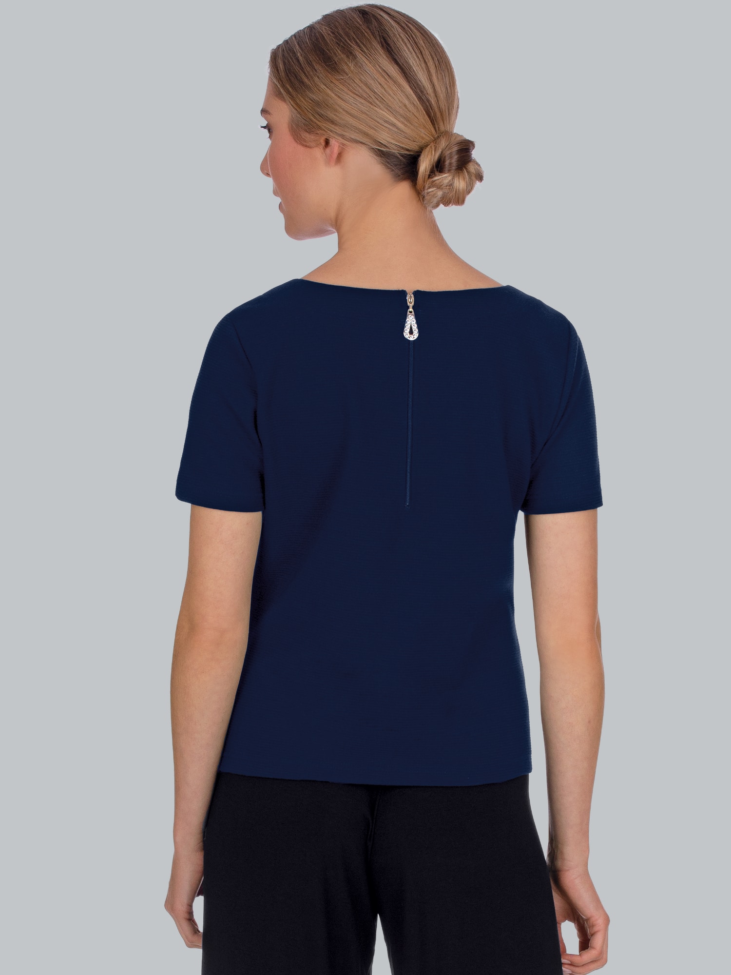 Shirt mit kurzen Ärmeln mit Kristallsteinen Navy